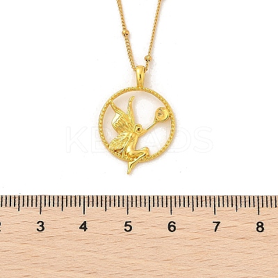 Brass & Acrylic Greek goddess Flat Round Pendant Necklaces LS-NJEW-R018-01G-1