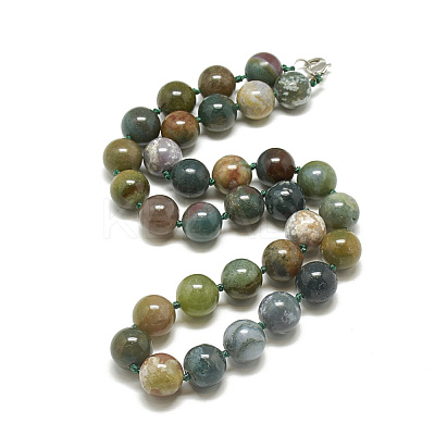 Natural Indian Agate Beaded Necklaces NJEW-S404-10-1