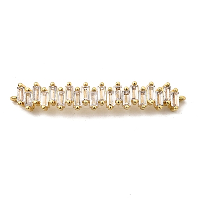 Brass Pave Clear Cubic Zirconia Stick Connector Charms KK-I360-026G-1