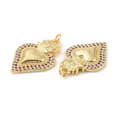 Rack Plating Brass Micro Pave Cubic Zirconia Pendants X-KK-C021-11G-1