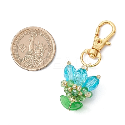 Flower Glass Pendants Decorations HJEW-MZ00248-03-1