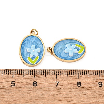 304 Stainless Steel Enamel Pendants STAS-U061-43G-02-1