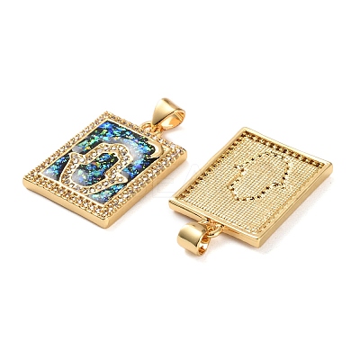Brass Micro Pave Clear Cubic Zirconia Pendants KK-S048-03G-1