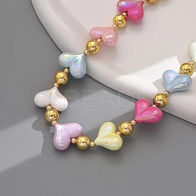 Alloy with CCB Plastic Round Heart Beaded Necklaces for Women FS-WG06F83-01-1