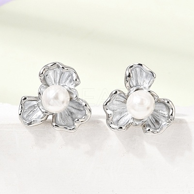 Brass Enamel Stud Earrings KK-CBAB173-02D-P-1