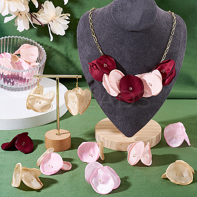 20Pcs 5 Style Silk Artificial Rose Flower Pendants PALLOY-TA00198-1