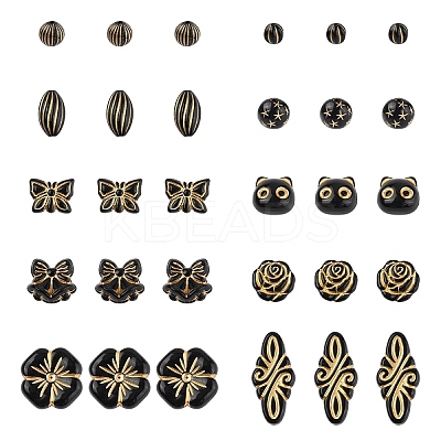 200Pcs 10 Styles UV Plating Acrylic Beads MACR-YW0004-15-1