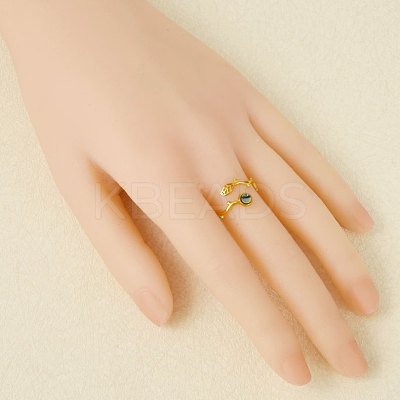 304 Stainless Steel with Natural Shell Cuff Open Rings for Women NU0412-4-1