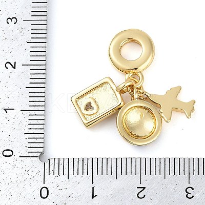 Rack Plating Brass Clear Cubic Zirconia European Dangle Charms KK-P287-18D-G-1