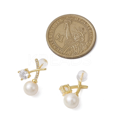 Natural Pearl Ear Studs EJEW-P286-45G-1