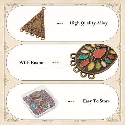 20Pcs 10 Style Tibetan Style Alloy Enamel Chandelier Components Links FIND-TA0001-83-1