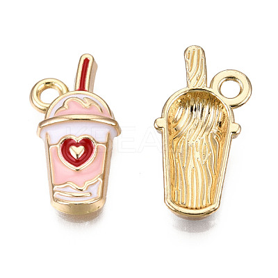 Eco-Friendly Zinc Alloy Milkshake Pendants X-ENAM-R051-16-03G-NR-1