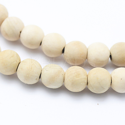 Natural Wood Beads Strands X-WOOD-P011-07-6mm-1