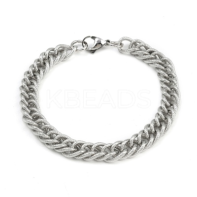 304 Stainless Steel Curb Chain Bracelets for Women Men BJEW-Z143-03P-1
