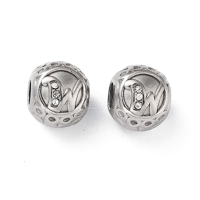 304 Stainless Steel Rhinestone European Beads STAS-A092-10W-P-1
