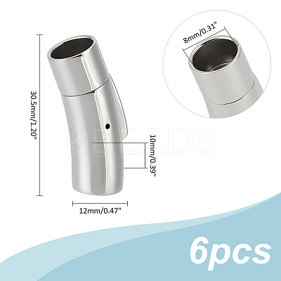 6Pcs 304 Stainless Steel Watch Band Clasps STAS-UN0058-20-1