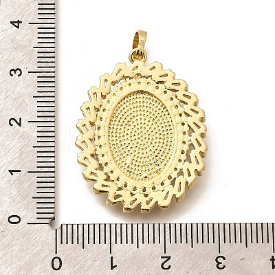 Religion Themed Rack Plating Brass Micro Pave Cubic Zirconia Pendants KK-L226-007G-07-1