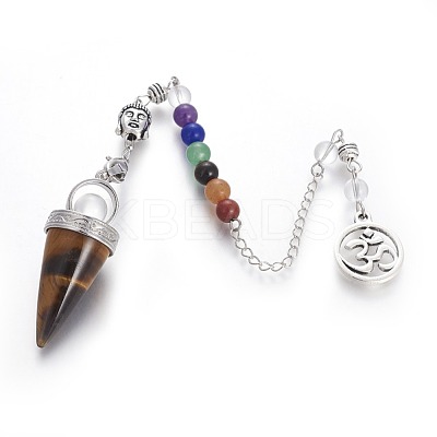 Chakra Jewelry Natural Tiger Eye Cone Dowsing Pendulums G-G771-E04-1