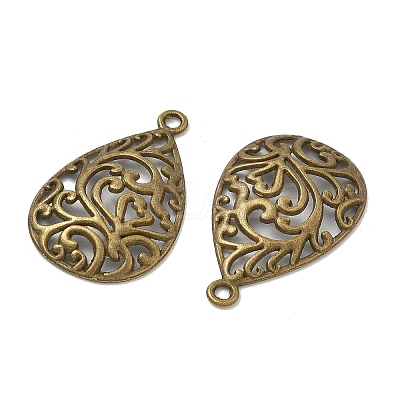 Tibetan Style Alloy Filigree Teardrop Pendants X-TIBEP-Q041-042AB-NR-1