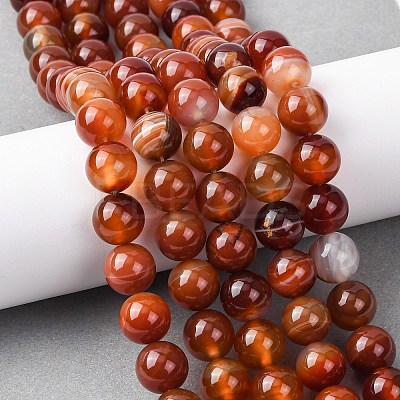 Natural Banded Agate Beads Strands G-H343-D03-12mm-1