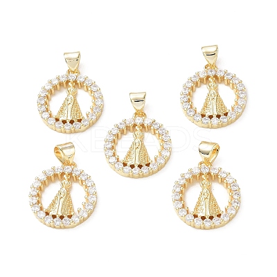 Eco-Friendly Rack Plating Brass Micro Pave Cubic Zirconia Pendants KK-F845-34G-1