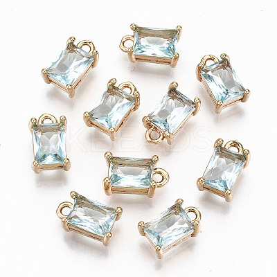 Brass Glass Rhinestone Pendants X-GLAA-S179-21H-RS-1