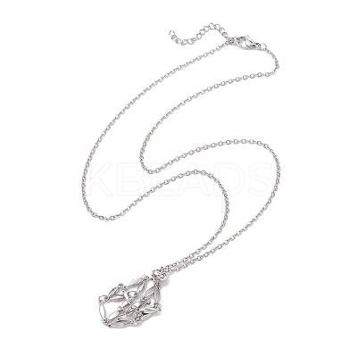 Crystal Stone Cage Pendant Necklaces NJEW-JN04755-02-1