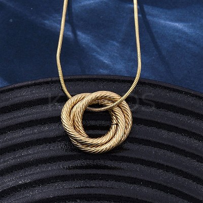 304 Stainless Steel Triple Circles Pendant Necklaces for Women NJEW-Z044-14G-1