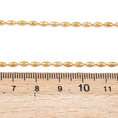 304 Stainless Steel Oval Ball Chain Y Necklaces for Women NJEW-Z104-02G-1