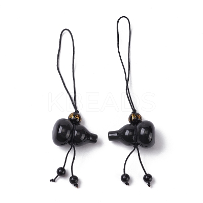 Natural Obsidian Pendant Decoration HJEW-B004-02-1