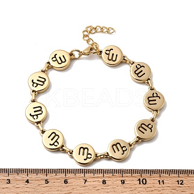 12 Constellations 304 Stainless Steel Link Chain Bracelets BJEW-I239-01G-01-1