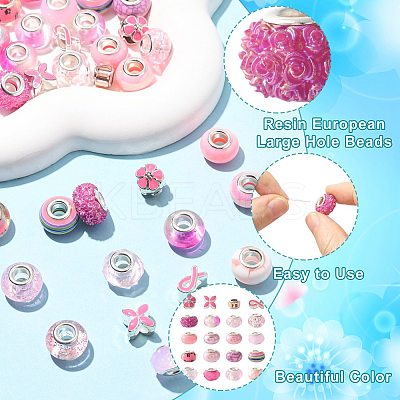 40Pcs 20 Styles Resin & Glass European Beads RPDL-FS0001-04-1