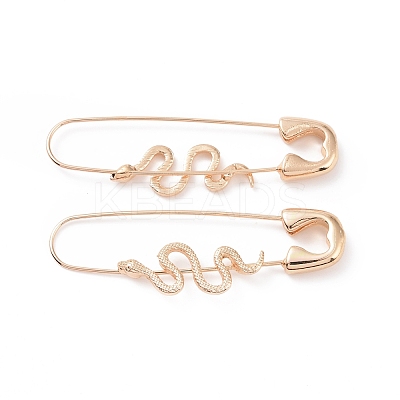 Alloy Safety Pin with Snake Hoop Earrings for Women EJEW-E176-01KCG-1
