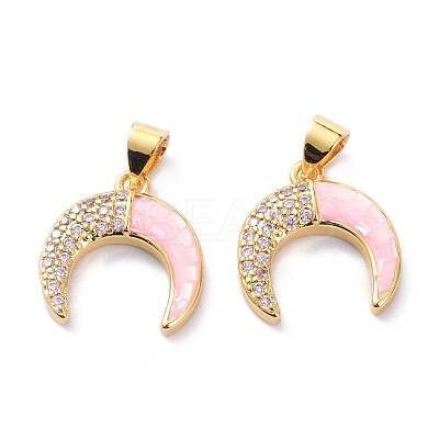 Real 18K Gold Plated Brass Micro Pave Clear Cubic Zirconia Pendants KK-D004-28G-1