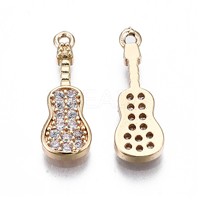 Brass Micro Pave Clear Cubic Zirconia Pendants KK-S359-113-RS-1