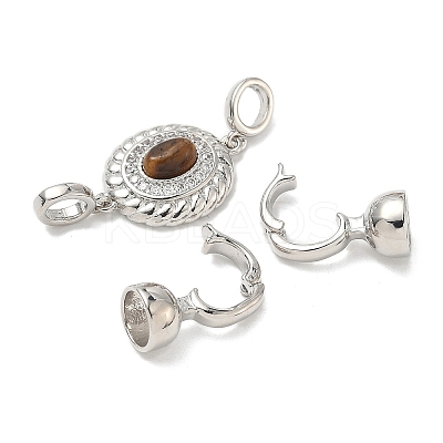 Brass Micro Pave Clear Cubic Zirconia Fold Over Clasps KK-U059-39P-1
