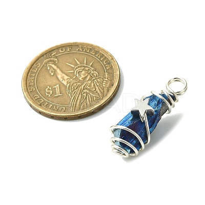 2Pcs Electroplated Natural Quartz Crystal Dyed Copper Wire Wrapped Pendants PALLOY-JF03169-02-1