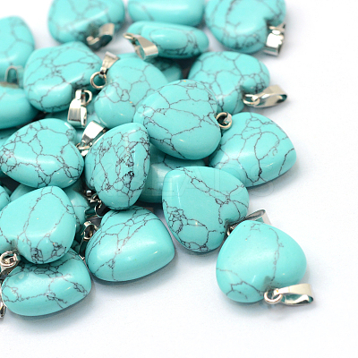 Heart Natural & Synthetic Mixed Stone Pendants G-Q371-M-1