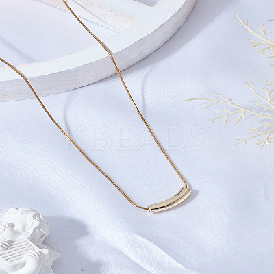 1Pc Zinc Alloy Curved Tube Pendant Necklaces for Women NJEW-LP0004-18-1