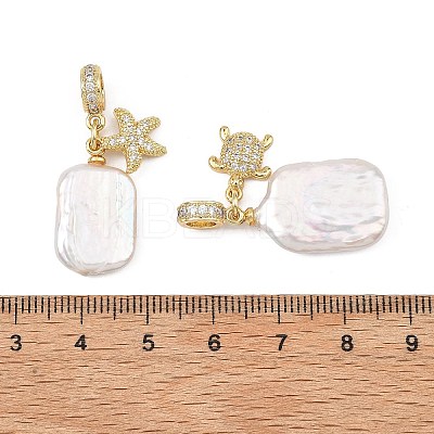 Ocean Natural Baroque Keshi Pearl and Brass Micro Pave Cubic Zirconia European Dangle Charms PALLOY-JF05769-1