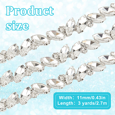 3 Yards Glass Rhinestone Chains DIY-DR0002-10E-1