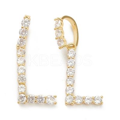Brass Micro Pave Clear Cubic Zirconia Pendants ZIRC-J039-18G-L-1