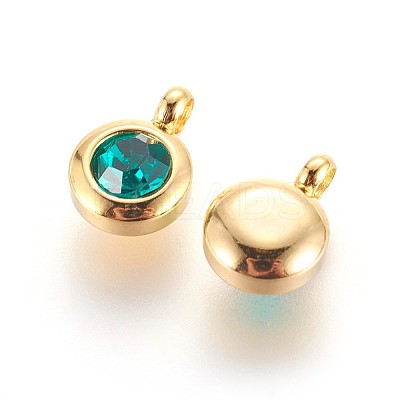 304 Stainless Steel Rhinestone Charms STAS-P237-10G-12-1