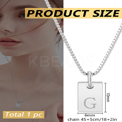 1Pc Stainless Steel Letter Rectangle Pendant Necklaces NJEW-LP0001-34G-P-1