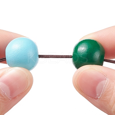 Round & Polygon Natural Wood Beads Stretch Bracelets Keychains KEYC-JKC00318-1