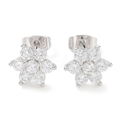 Brass Micro Pave Cubic Zirconia Stud Earrings X-EJEW-P247-05P-01-1