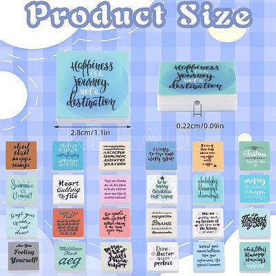 25Pcs 25 Styles Square with Word Food Grade Eco-Friendly Silicone Focal Beads SIL-SZ0002-69-1