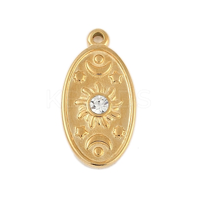 Ion Plating(IP) 304 Stainless Steel Rack Plating Cubic Zirconia Pendants X-STAS-U019-05G-1
