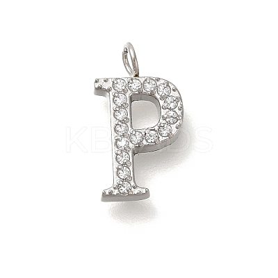 304 Stainless Steel Micro Pave Cubic Zirconia Pendants STAS-H228-06P-P-1