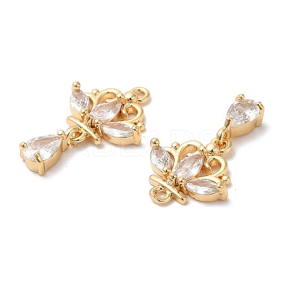 Brass with Glass Rhinestone Pendants KK-B074-09G-1